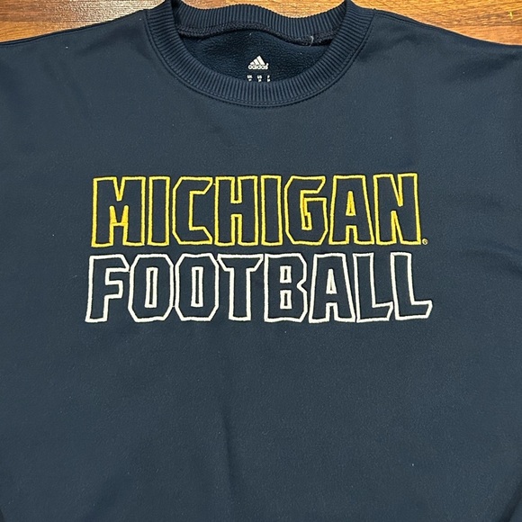 Adidas Mens Medium University of Michigan Football Wolverines Crewneck - Picture 2 of 7